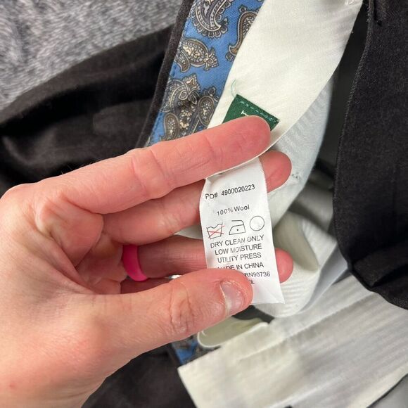 Lauren Ralph Lauren 100% Wool Plaid Cuffed Pants Men's 36X30 Gray Pleated - Picture 5 of 15